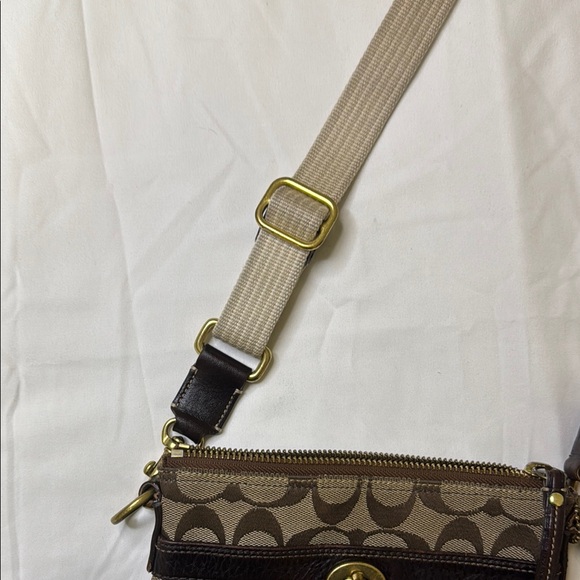 Coach Signature Turnlock Swingpack‎ Crossbody | Canvas & Leather Trim - Picture 13 of 14